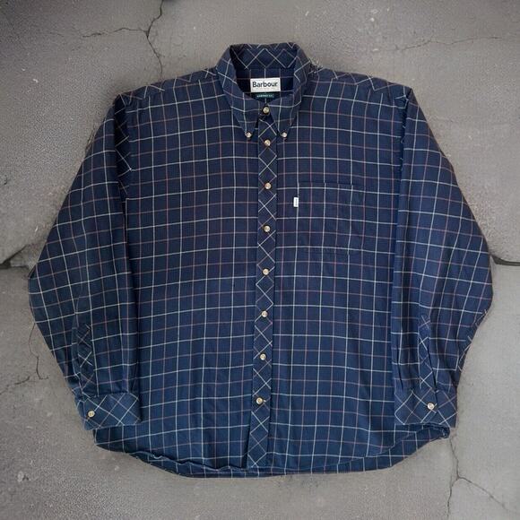 Barbour Comfort Fit Shirt XL Navy Casual Button Up New York Cotton - Picture 1 of 10